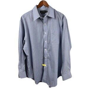 Lauren Ralph Lauren Long Sleeve Shirt Men Blue Check 16 1/2 - 32/33  100% Cotton